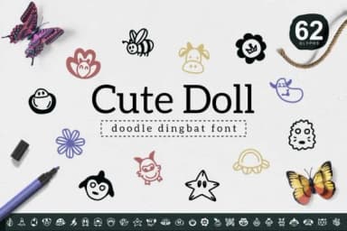 Cute Doll by YandiDesigns — Dingbats Font — thumbnail 1