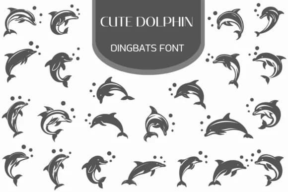 Cute Dolphin by Heartcraft Atelier — Dingbats Font