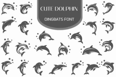 Cute Dolphin by Heartcraft Atelier — Dingbats Font — thumbnail 1