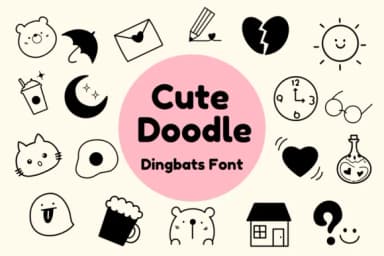 Cute Doodle by Nun Sukhwan — Dingbats Font — thumbnail 1