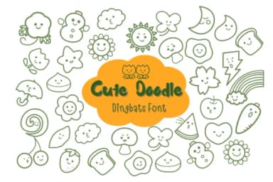 Cute Doodle by Nun Sukhwan — Dingbats Font — thumbnail 1