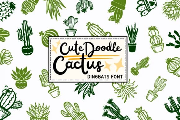 Cute Doodle Cactus by PraewDesigns — Dingbats Font