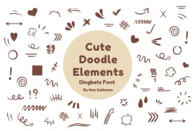 Cute Doodle Elements by Nun Sukhwan — Dingbats Font — thumbnail 1