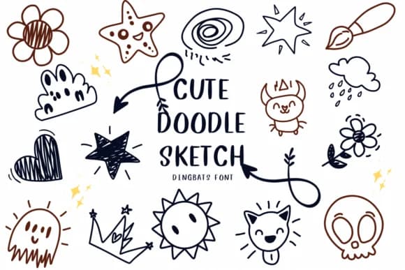 Cute Doodle Sketch by CHANOK — Dingbats Font