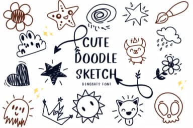 Cute Doodle Sketch by CHANOK — Dingbats Font — thumbnail 1