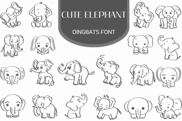 Cute Eelphant by Heartcraft Atelier — Dingbats Font