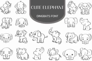 Cute Eelphant by Heartcraft Atelier — Dingbats Font — thumbnail 1