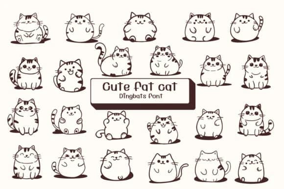 Cute Fat Cat by Ketsarin — Dingbats Font