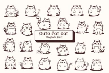 Cute Fat Cat by Ketsarin — Dingbats Font — thumbnail 1