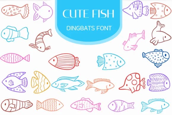 Cute Fish by Heartcraft Atelier — Dingbats Font