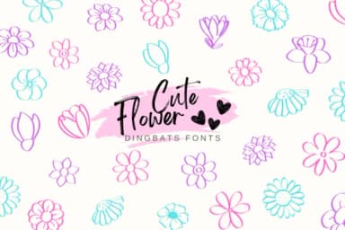 Cute Flowers by Suphitchaya — Dingbats Font — thumbnail 1