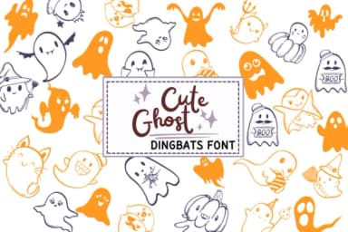 Cute Ghost by PraewDesigns — Dingbats Font — thumbnail 1