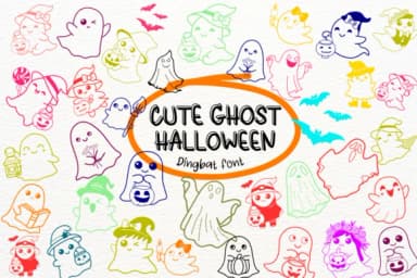 Cute Ghost Halloween by Petal Pixels — Dingbats Font — thumbnail 1