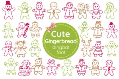 Cute Gingerbread by Pui Art — Dingbats Font — thumbnail 1
