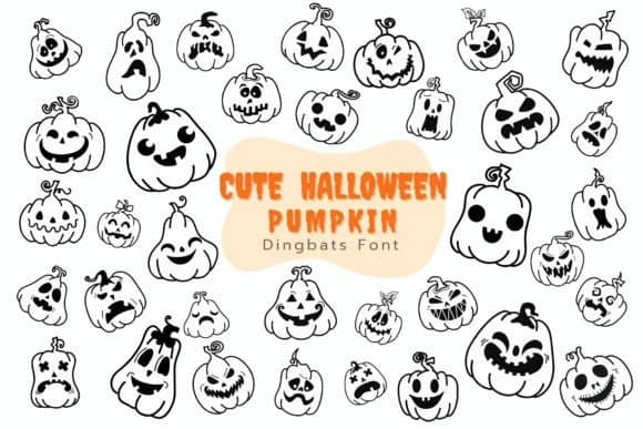 Cute Halloween Pumpkin by Pui Art — Dingbats Font