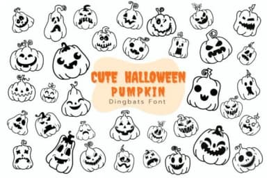 Cute Halloween Pumpkin by Pui Art — Dingbats Font — thumbnail 1