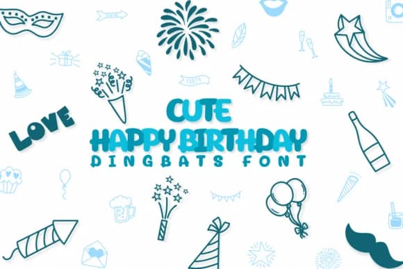 Cute Happy Birthday by Chonada — Dingbats Font