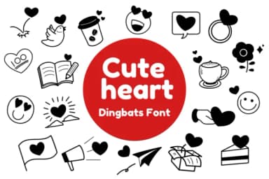 Cute Heart by Nun Sukhwan — Dingbats Font — thumbnail 1
