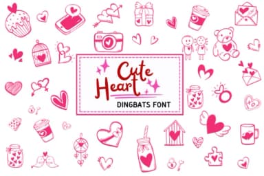 Cute Heart by PraewDesigns — Dingbats Font — thumbnail 1