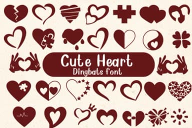 Cute Heart by Nongyao — Dingbats Font — thumbnail 1