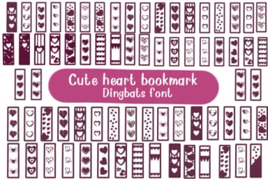 Cute Heart Bookmark by Nongyao — Dingbats Font — thumbnail 1