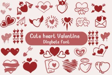 Cute Heart Valentine by Nongyao — Dingbats Font — thumbnail 1
