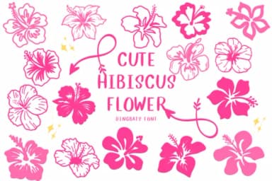 Cute Hibiscus Flower by CHANOK — Dingbats Font — thumbnail 1
