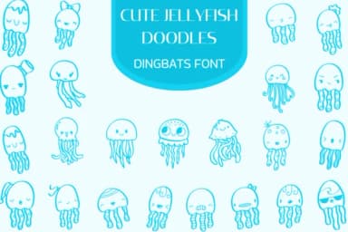 Cute Jellyfish Doodles by Heartcraft Atelier — Dingbats Font — thumbnail 1