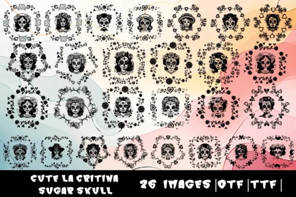 Cute La Catrina Sugar Skull by MOMAT THIRTYONE — Dingbats Font