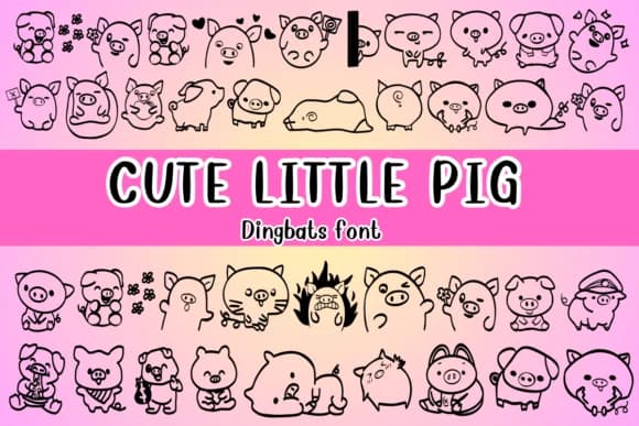 Cute Little Pig by Nongyao — Dingbats Font