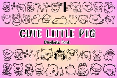 Cute Little Pig by Nongyao — Dingbats Font — thumbnail 1