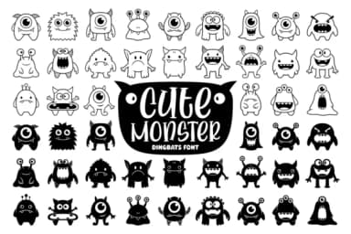 Cute Monster by Situjuh — Dingbats Font — thumbnail 1