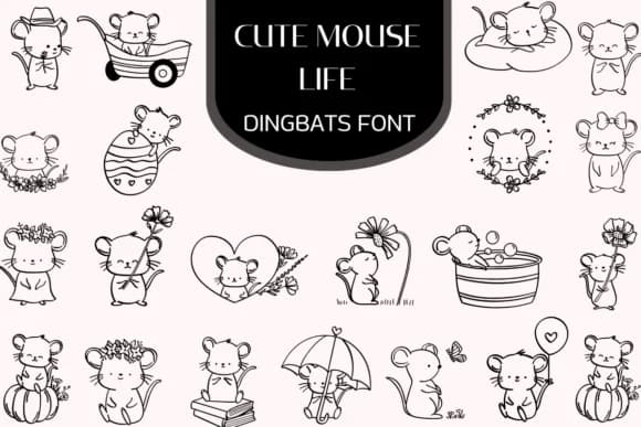 Cute Mouse Life by Heartcraft Atelier — Dingbats Font