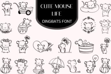 Cute Mouse Life by Heartcraft Atelier — Dingbats Font — thumbnail 1