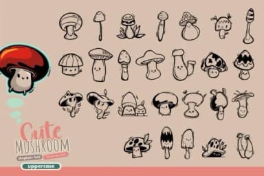 Cute Mushroom by onoborgol — Dingbats Font — thumbnail 3