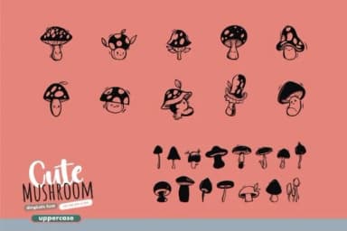 Cute Mushroom by onoborgol — Dingbats Font — thumbnail 4