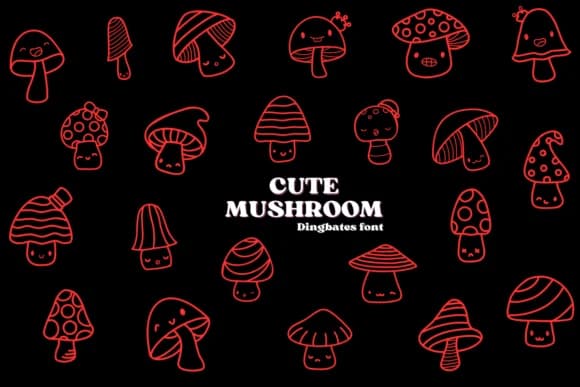 Cute Mushroom by Chonada — Dingbats Font