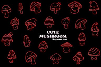 Cute Mushroom by Chonada — Dingbats Font — thumbnail 1