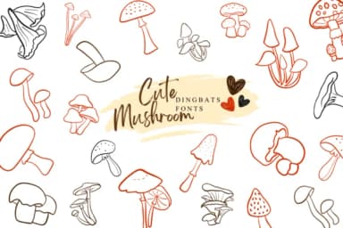 Cute Mushroom by Suphitchaya — Dingbats Font — thumbnail 1