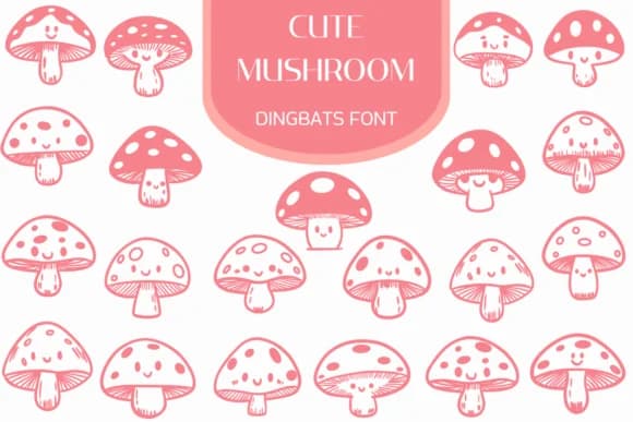 Cute Mushroom by Heartcraft Atelier — Dingbats Font