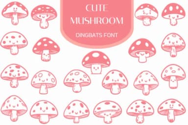 Cute Mushroom by Heartcraft Atelier — Dingbats Font — thumbnail 1