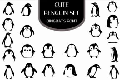 Cute Penguin Set by Heartcraft Atelier — Dingbats Font — thumbnail 1