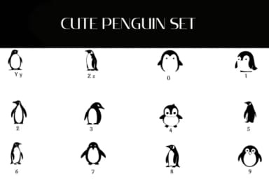 Cute Penguin Set by Heartcraft Atelier — Dingbats Font — thumbnail 4