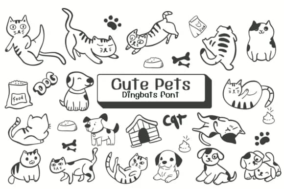 Cute Pets by Ketsarin — Dingbats Font