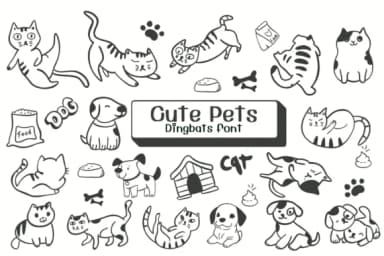 Cute Pets by Ketsarin — Dingbats Font — thumbnail 1