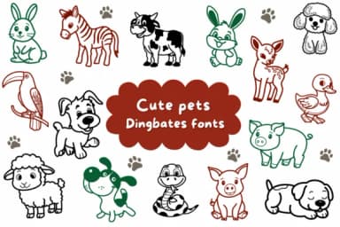 Cute Pets by Natchuta — Dingbats Font — thumbnail 1