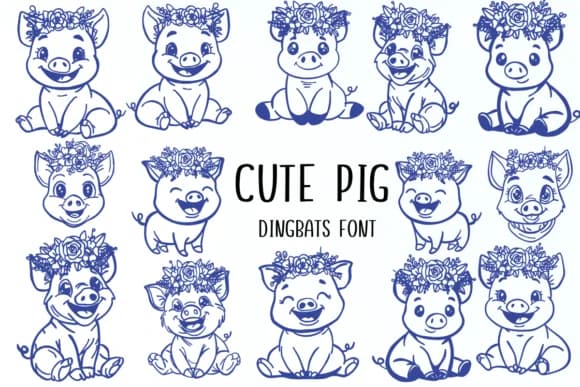 Cute Pig by Nongyao — Dingbats Font
