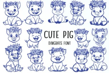 Cute Pig by Nongyao — Dingbats Font — thumbnail 1