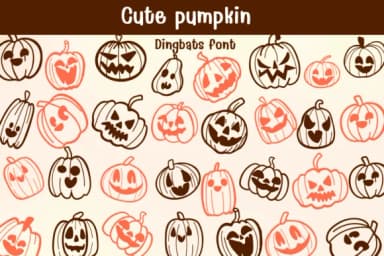 Cute Pumpkin by Sontaya — Dingbats Font — thumbnail 1