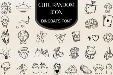 Cute Random Icons by Heartcraft Atelier — Dingbats Font — thumbnail 1